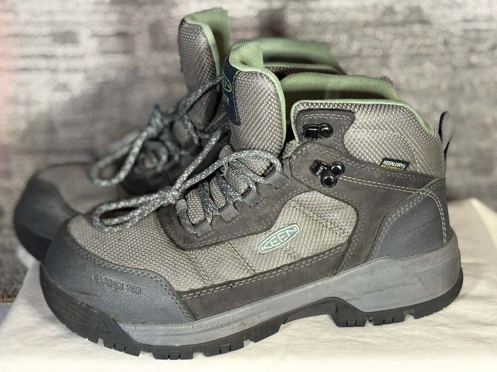KEEN Utility Womens Skokie Waterproof Carbon Toe Safety Work Boots Magnet/Black